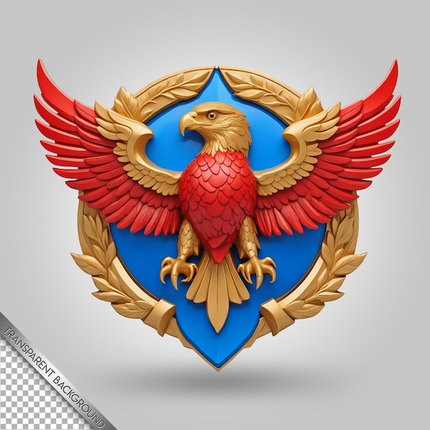 PSD a gold eagle with a red eagle on the top of it