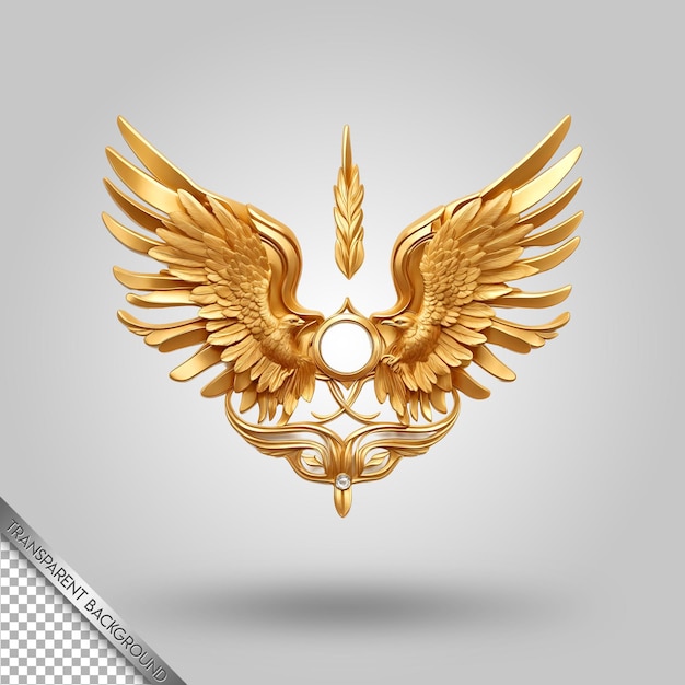 PSD a gold eagle with a symbol of the word eagle on it