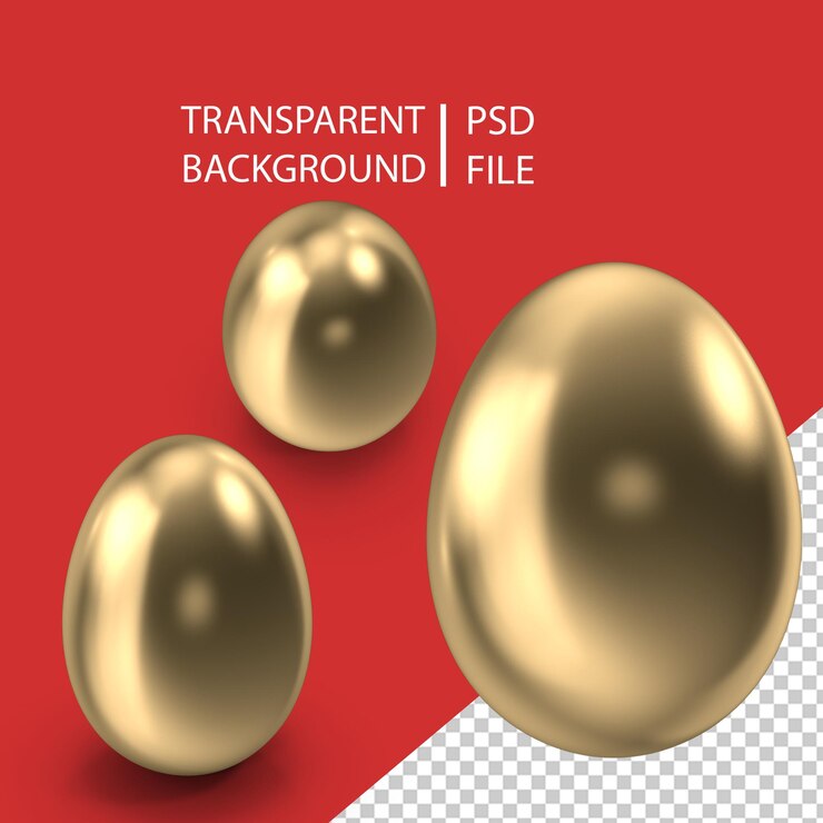 PSD ゴールドイースターエッグpng