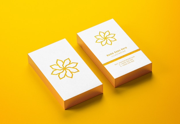 Gold edged Business Card Mockup with Letterpress