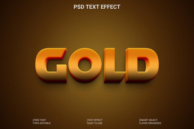 PSD Золотой редактируемый 3d-текстовый эффект