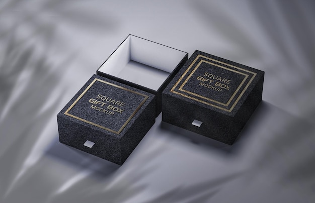 PSD Мокап подарочной коробки с золотым эффектом
