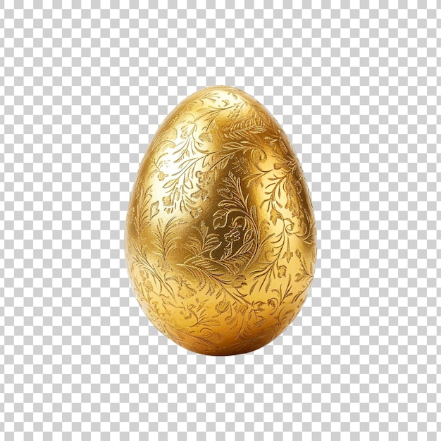 A gold egg with a flower design on a transparent background