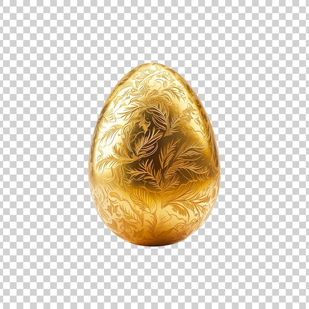 PSD a gold egg with a flower design on a transparent background