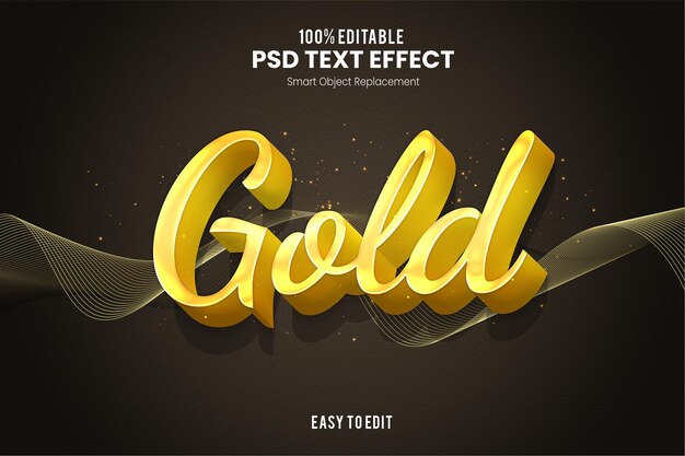 PSD effetto di testo psd 3d d'oro elegante