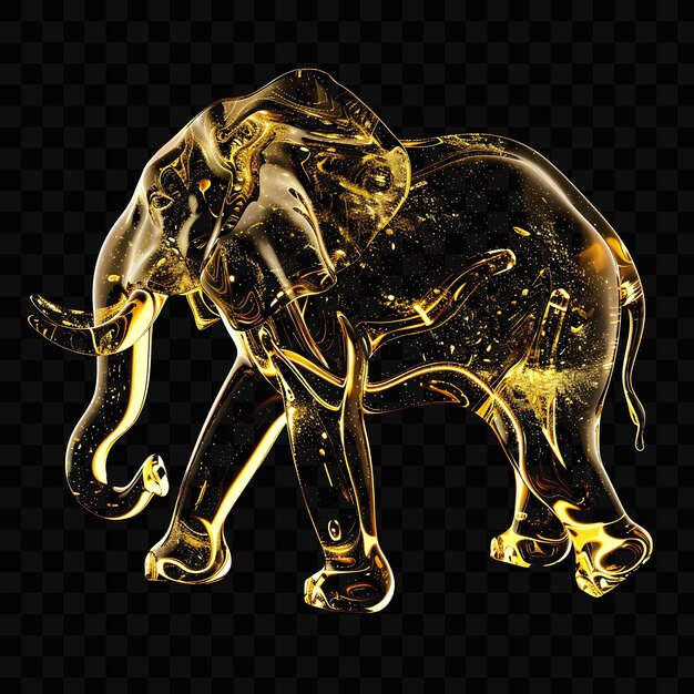 PSD a gold elephant with a gold leaf on its back