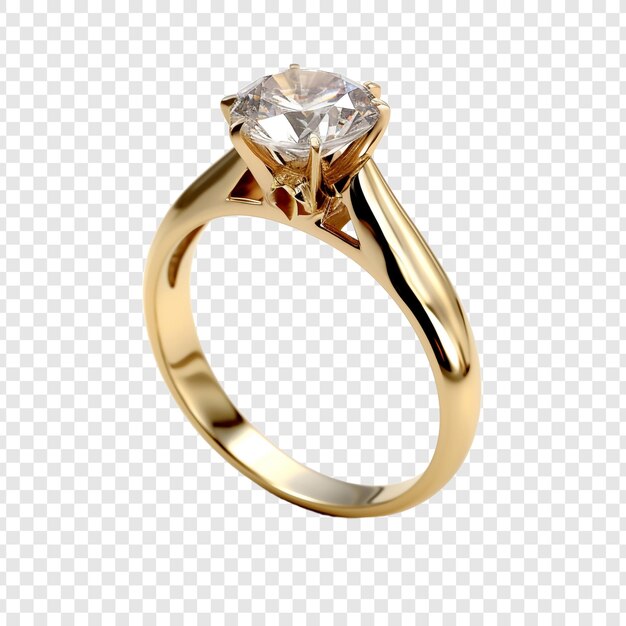 Gold engagement ring isolated on transparent background