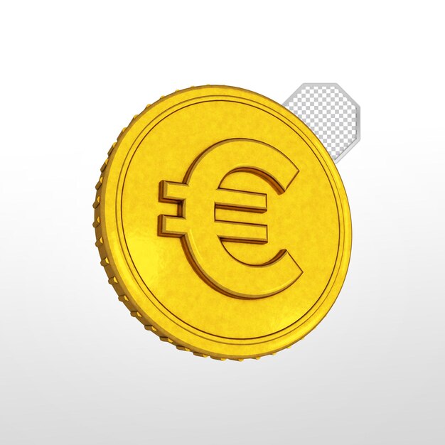 PSD gold euro coin isolated 3d render psd file