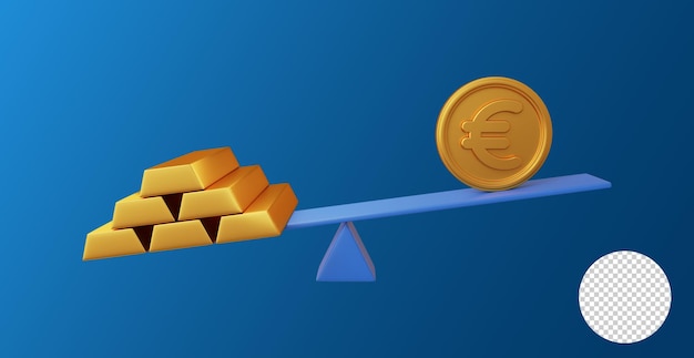 PSD oro ed euro accoppiati su scala 3d'illustrazione