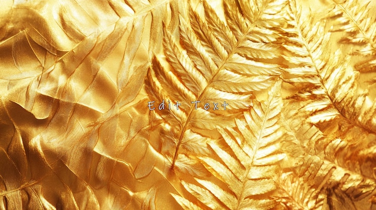 PSD gold fabric with golden fern leaves