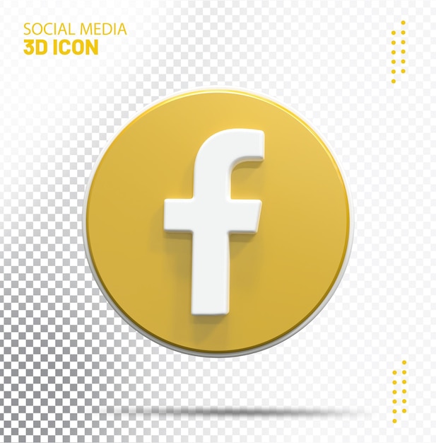 Золотой значок facebook 3d