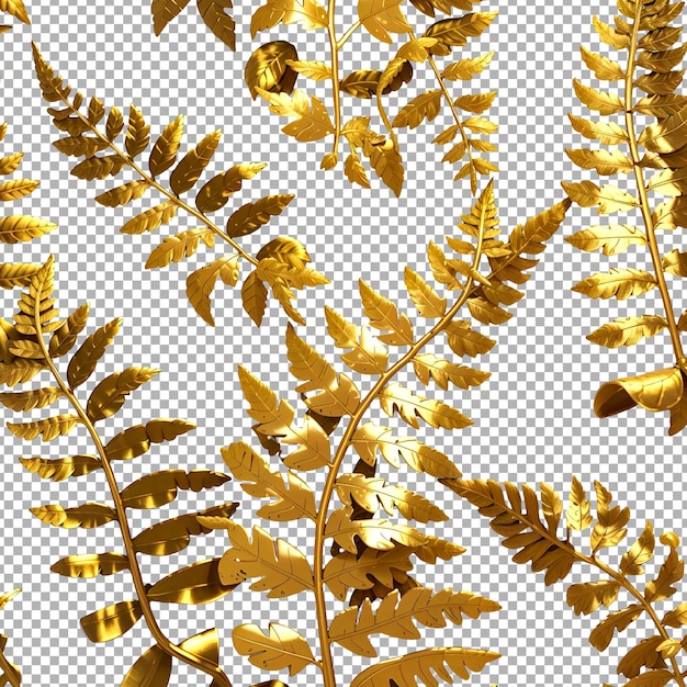 PSD gold fern leaf transparent background