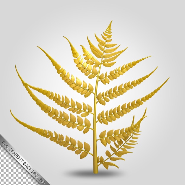 Gold fern leaf transparent background