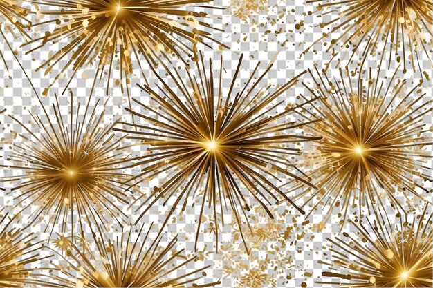 PSD gold fireworks explosion on transparent background