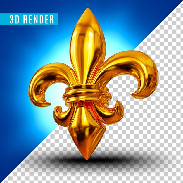 Gold fleur de lys 3d premium