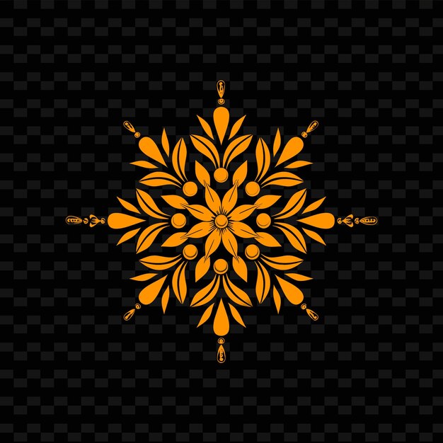 PSD gold flower on a black background free vector