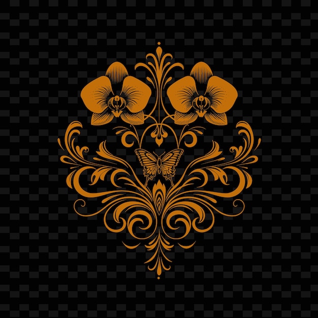 PSD a gold flower on a black background