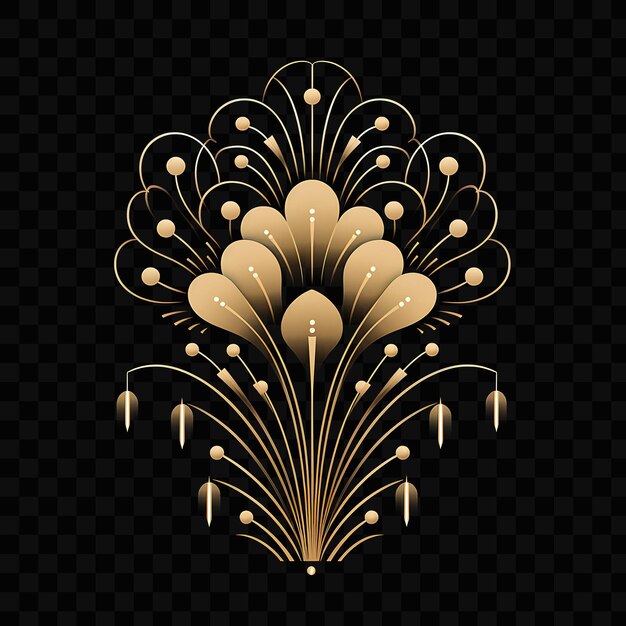 PSD a gold flower with a black background with a gold flower on it