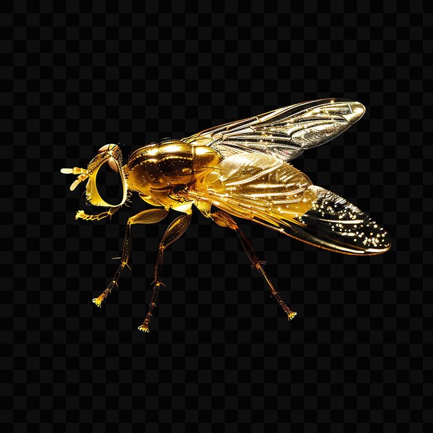 A gold fly with a gold body and a gold insect on it