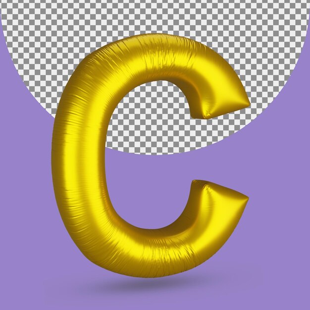 Gold foil balloon of realistic C Letter 3d isolated
