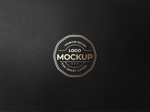 PSD gold foil logo mockup