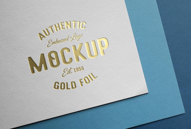 PSD mockup logo timbratura foglia oro