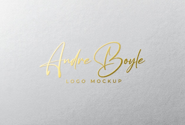 Gold foil stamping logo on white paper