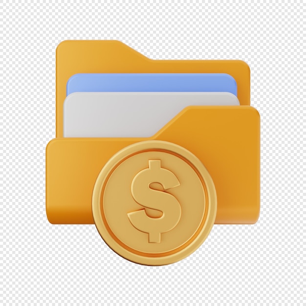 PSD a gold folder with a dollar sign on it