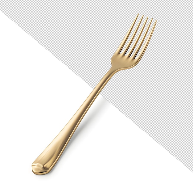 A gold fork on white background