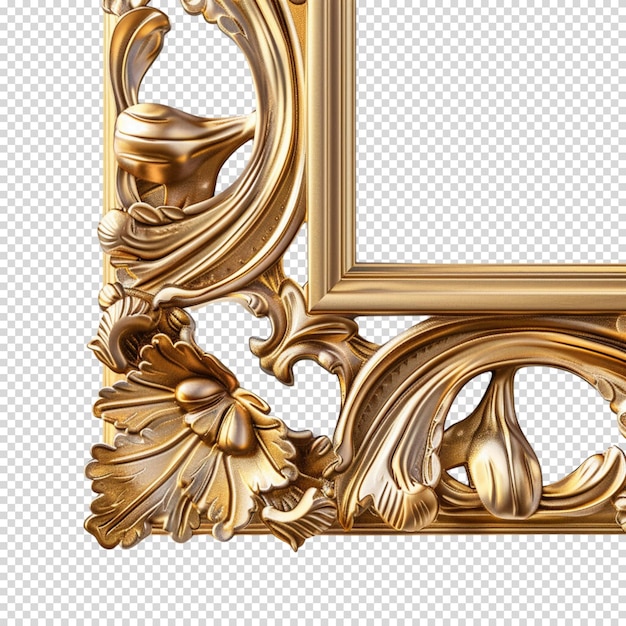 PSD gold frame isolated on transparent background