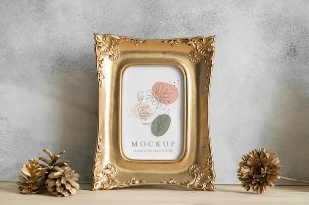 PSD gold frame mockup design