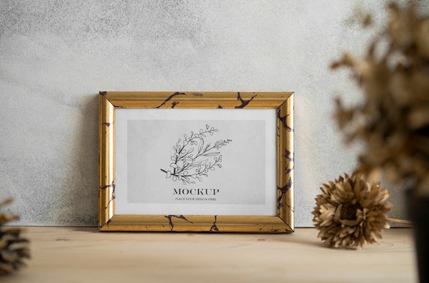 PSD gold frame mockup design