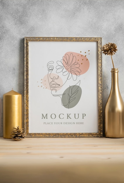 Gold frame mockup design