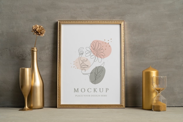 PSD design mockup con cornice dorata