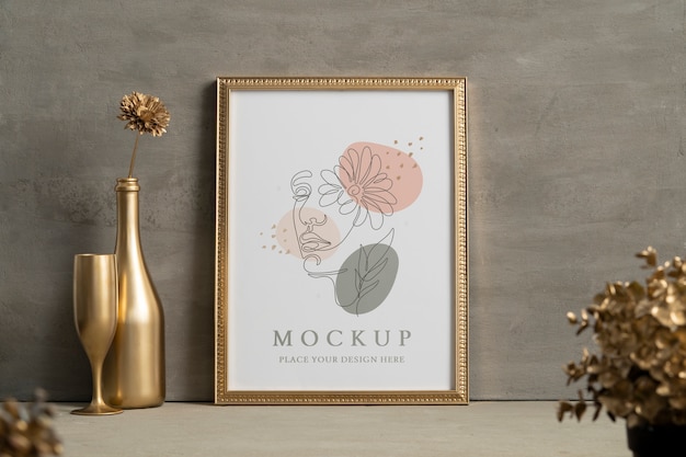 gold frame mockup design