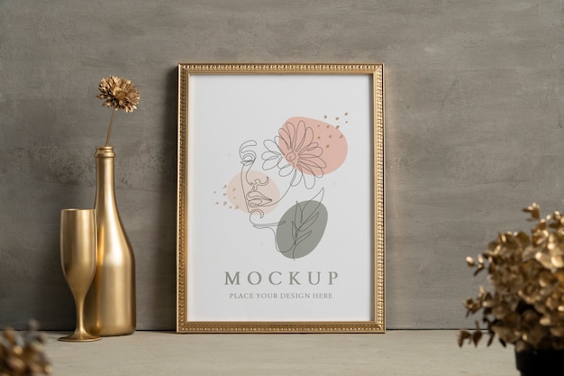 PSD design mockup con cornice dorata