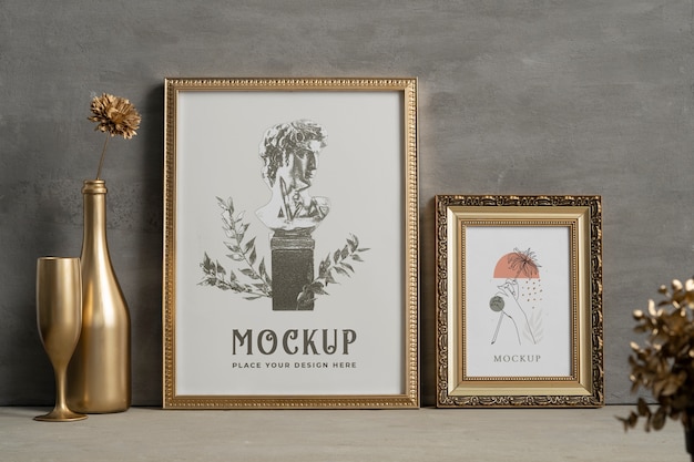 PSD gold frame mockup design