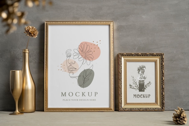 Gold frame mockup design