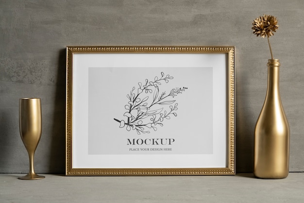 PSD gold frame mockup design