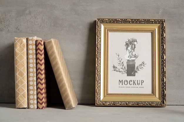 PSD gold frame mockup design