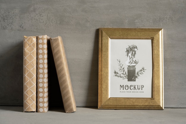 PSD gold frame mockup design