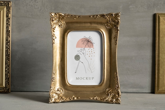 PSD gold frame mockup design