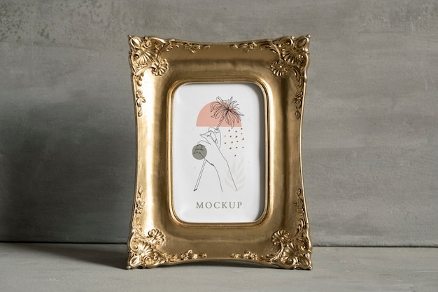 PSD gold frame mockup design