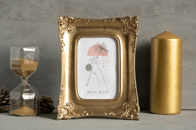 PSD gold frame mockup design