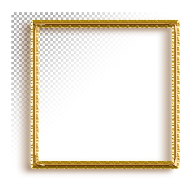 A gold frame with a blank square on a transparent background.