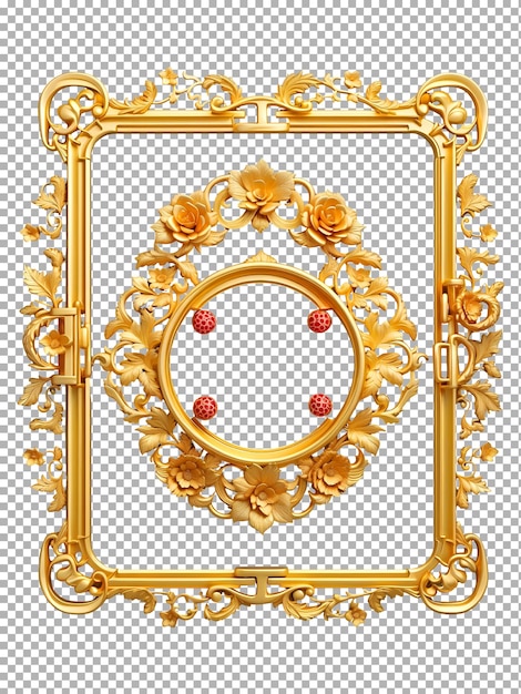 PSD gold frame with a flower on the top