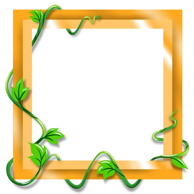 PSD gold frame with green vine on it