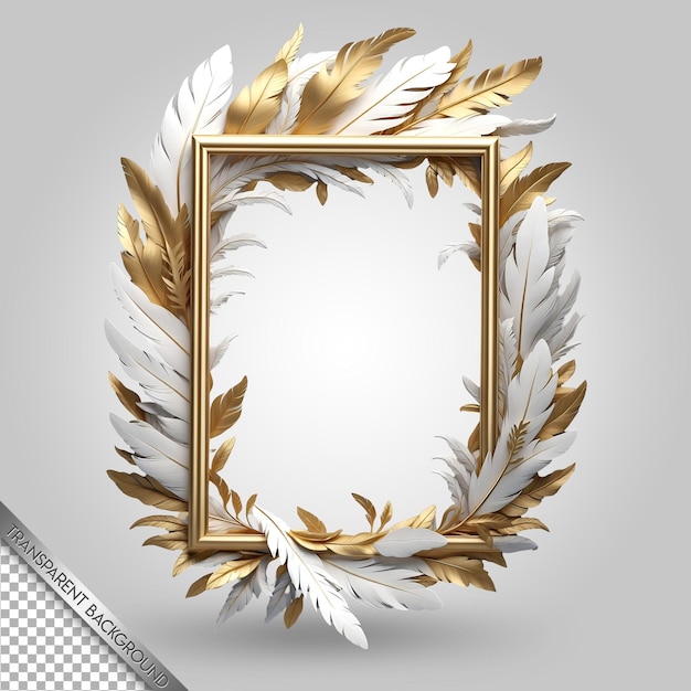 PSD a gold frame with a picture of a bird and the word a on it