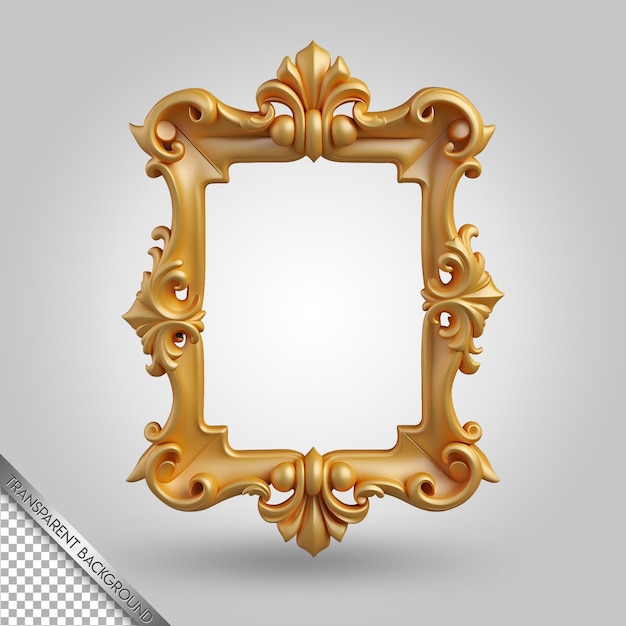 PSD a gold frame with a picture of a mirror on it