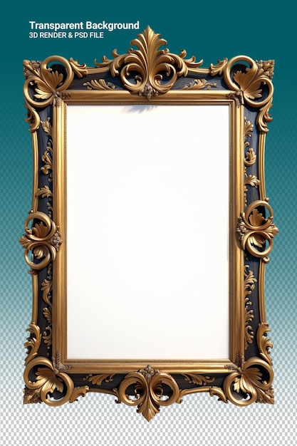 PSD a gold framed mirror with a gold frame